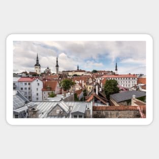 Cityscape of old Tallinn at summer day Sticker